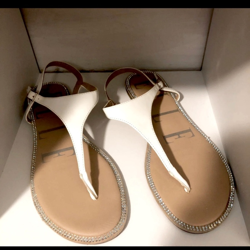 Elle white glitzy sandals